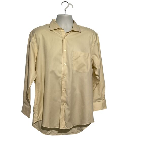 Pronto Uomo Non-Iron Cotton Dress Shirt Men’s Yellow Long Sleeve - Picture 3 of 7